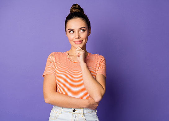 Woman looking inquisitive. 