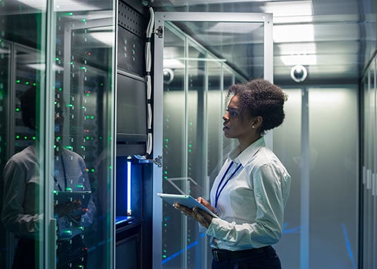 A Woman Focusing on Cybersecurity Threats