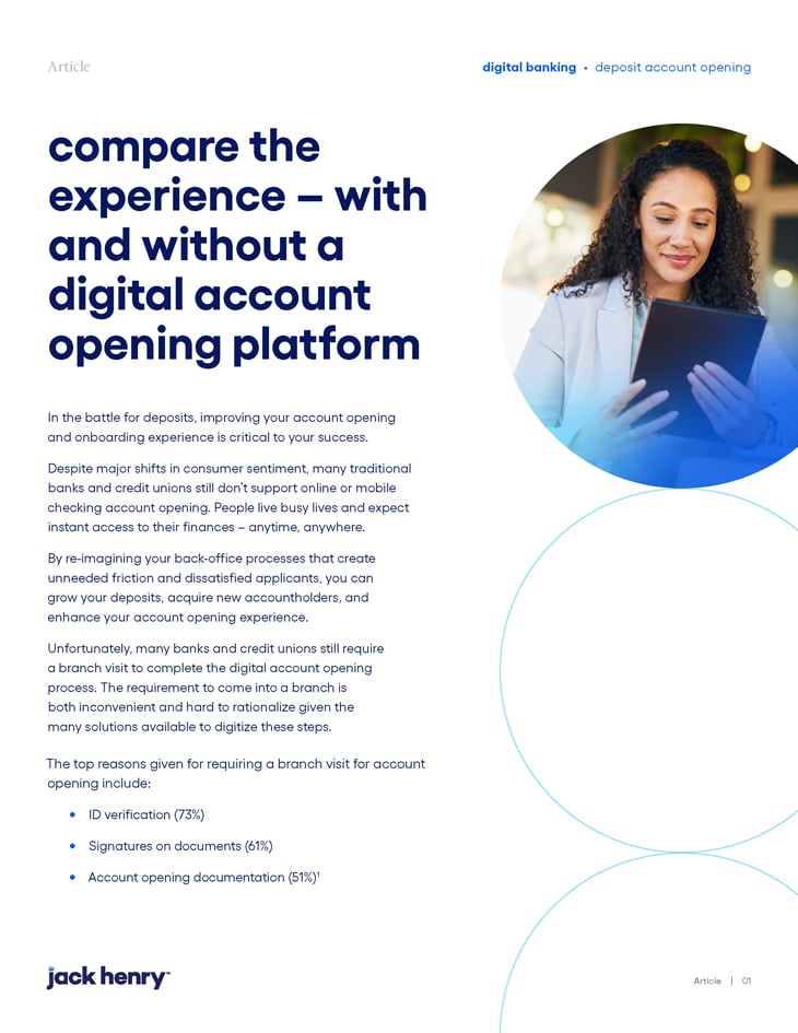 compare the experience with and without a digital account opening platform