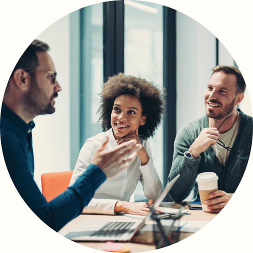 Colleagues in working together in a meeting