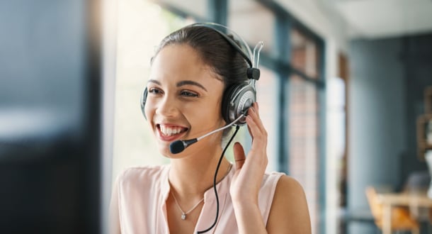 woman working in a call center