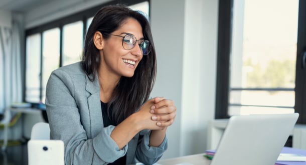 businesswoman working on laptop